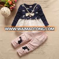 Girls autumn suit new children long sleeved pure cotton yarn skirt two pieces set